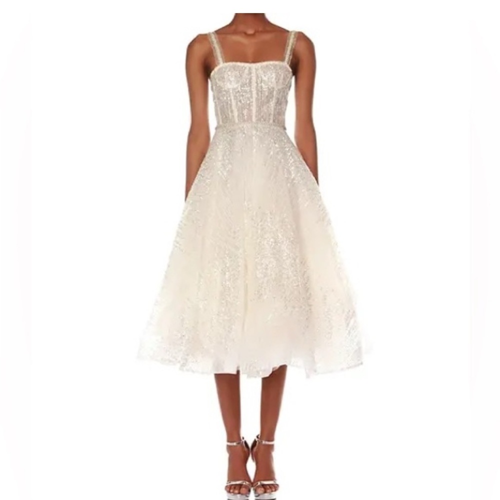 Bronx and Banco Mademoiselle Bridal Midi Dress REVOLVE size Medium 6 white cream